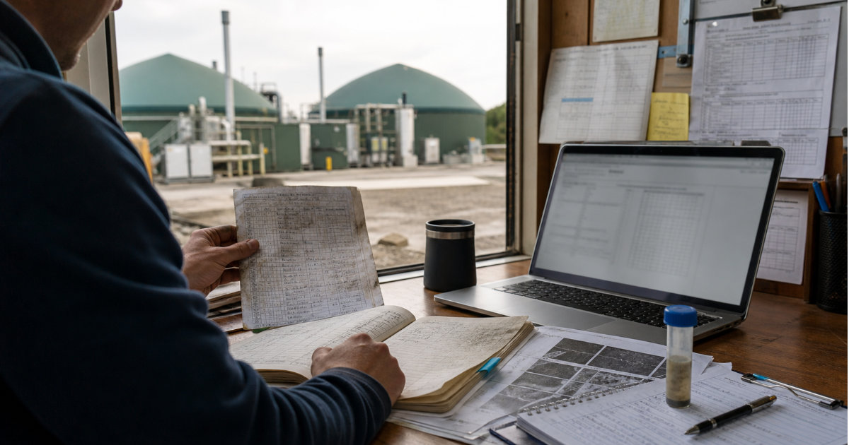Managing project data on site using a manual process with notes, samples, and spreadsheets